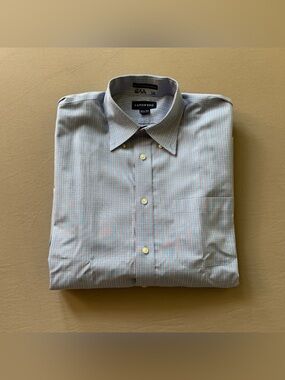 Vintage Land’s End Windowpane Pin-point Oxford Shirt